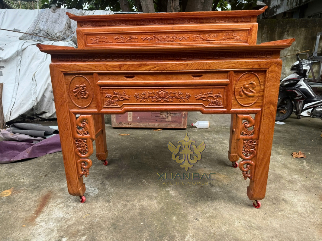 Bàn Thờ Gia Tiên 2 Tầng Gỗ Hương Đá 1m53 ( Án Giang)