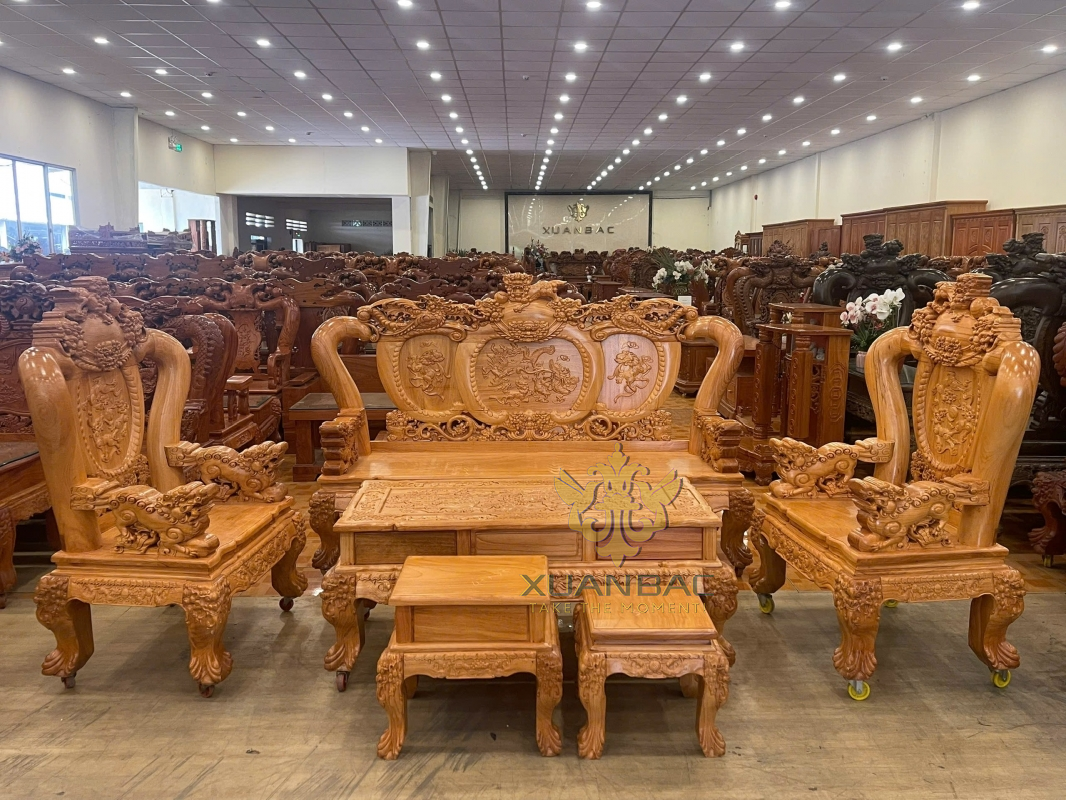 Nghê Bảo Đỉnh Gỗ Gõ Đỏ Mặt Liền Nguyên Tấm 3cm